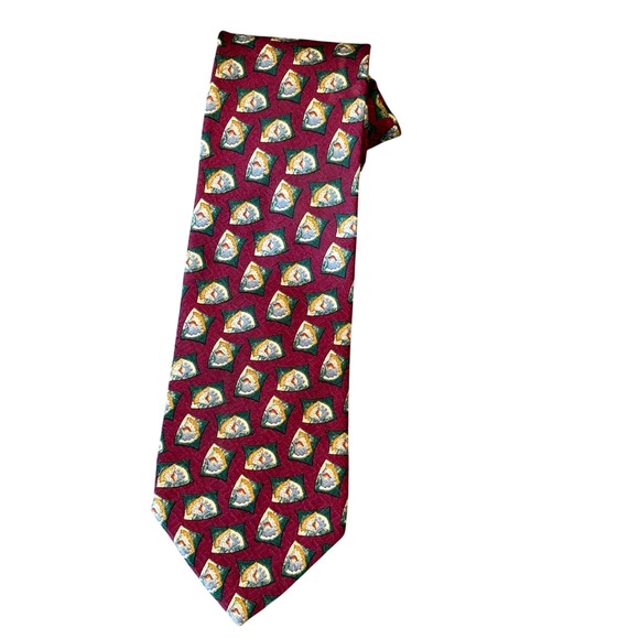 Chaps Ralph Lauren Other - Chaps Ralph Lauren Mens Silk Tie Burgundy Green Geometric‎ Medallion USA Made